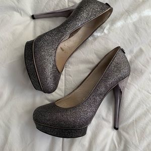 Michael Kors silver sparkle high heels size 7M